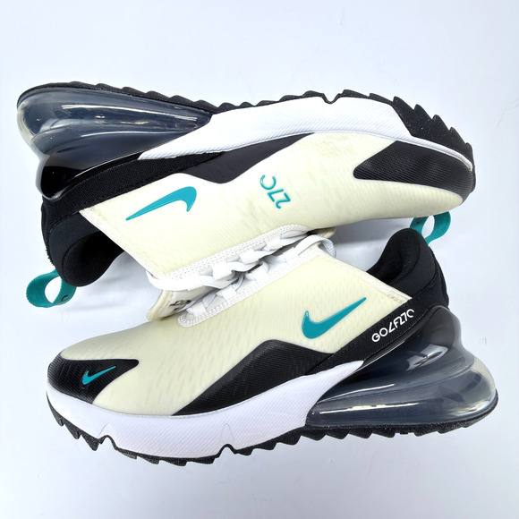 Nike Air Max 270 Golf Shoes Men 8 White Dusty Cactus CK6483-100 Lace Up Sporty - Picture 4 of 12